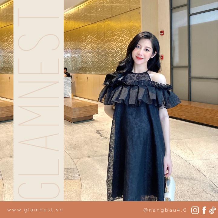 Váy Bầu Dự Tiệc Đầm Bầu Du Lịch Mùa Hè Ren Mát Glam Nest VN018