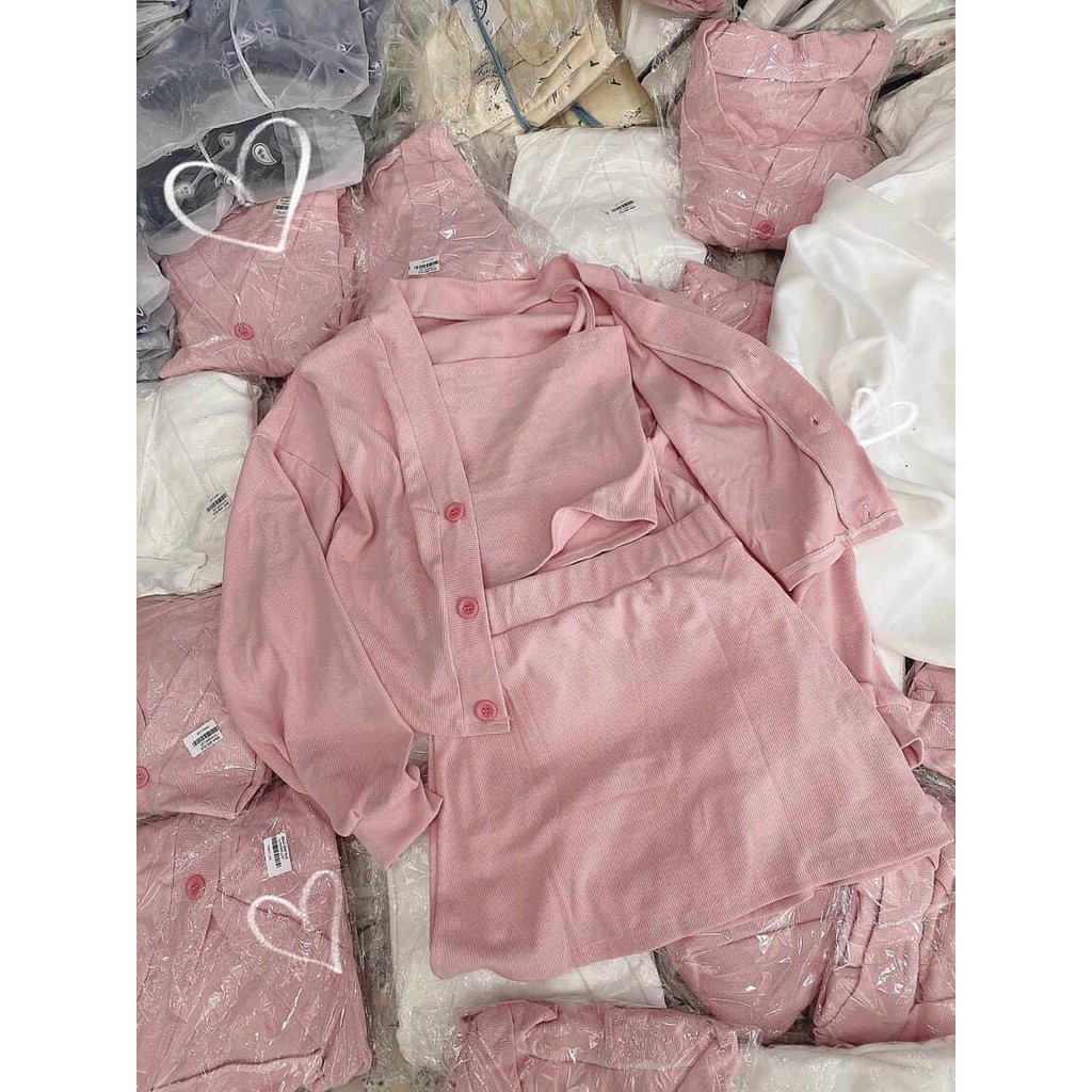 Set 3 món - Sét váy body kèm áo khoác cardigan chân váy ngắn siêu dễ thương | BigBuy360 - bigbuy360.vn
