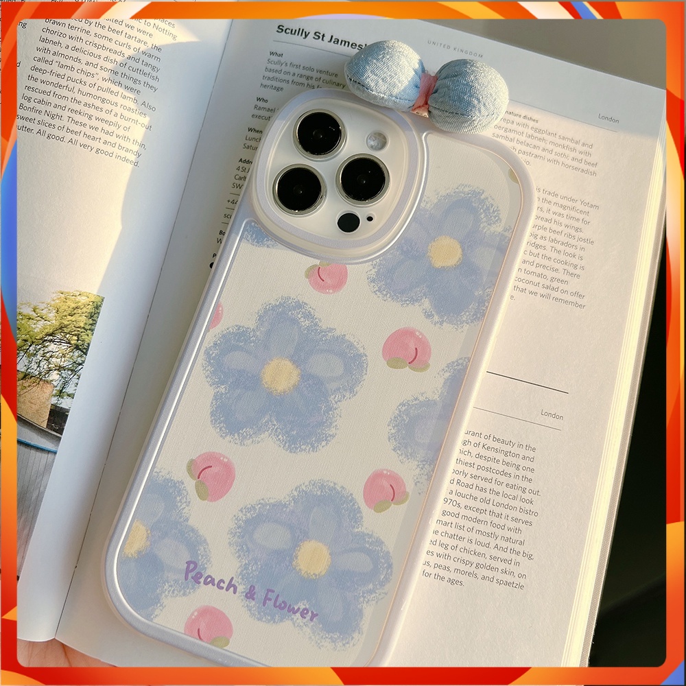 Ốp lưng IPhone  trong bo tròn Flower & Peach 6/6s/6plus/6splus/7/7plus/8/8plus/xs/11/12/13/14/Pro/Plus/Promax TBT4