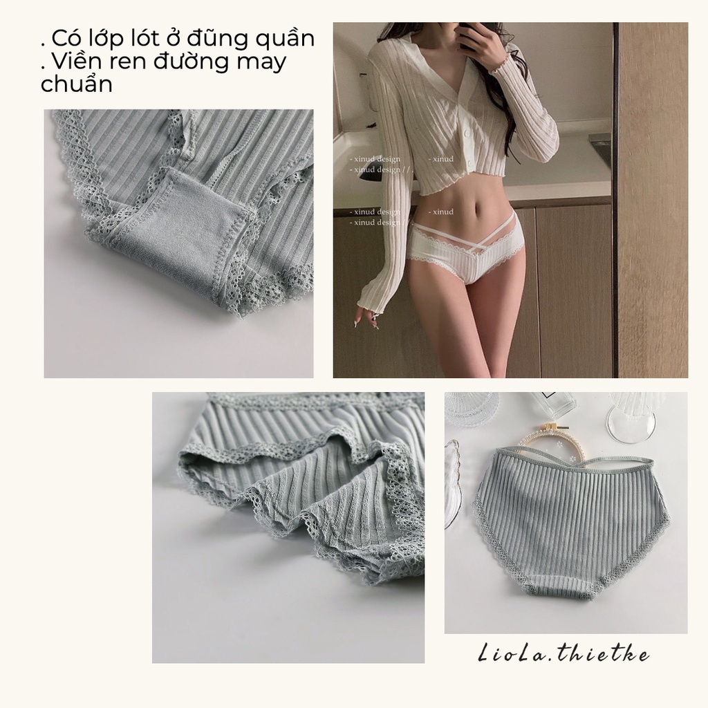 Quần Lót Nữ | Quần Lót Nữ Cotton Viền Ren Đan Dây Chéo Kháng Khuẩn Sexy Quyến Rũ | LIOLA | BigBuy360 - bigbuy360.vn