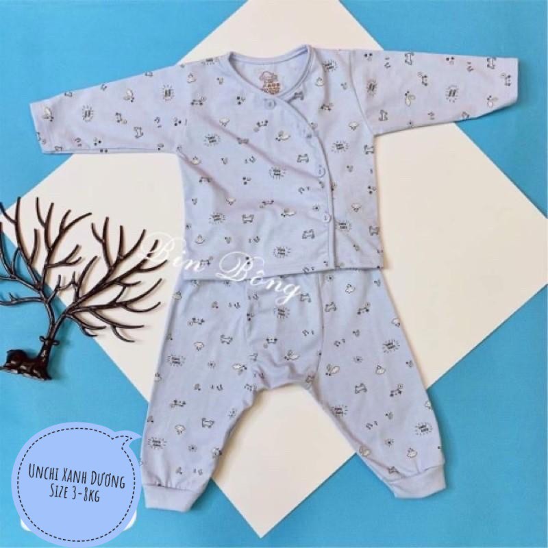 Bộ Dài Tay hãng Unchi Khuy Lệch Họa Tiết chất Cotton mềm mịn mát cho bé trai, bé gái Qate237_Namkidshop quần áo cho bé