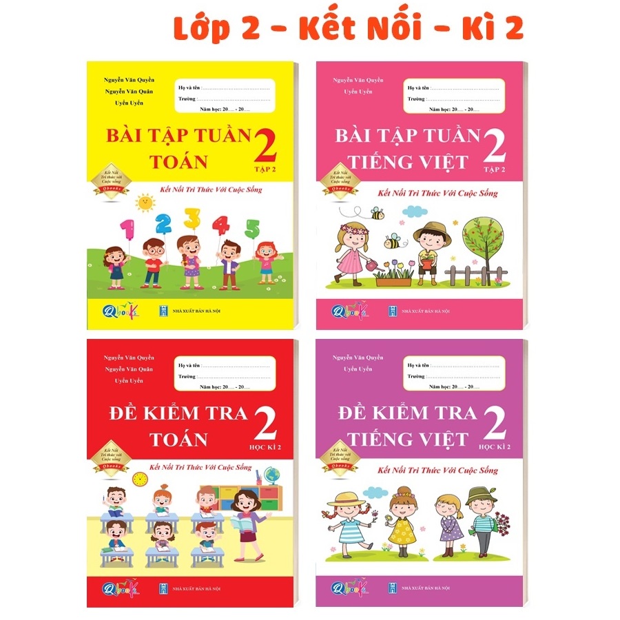Sách - Combo Bài Tập Tuần và Đề Kiểm Tra lớp 2 Kết nối tri thức với cuộc sống - Toán và Tiếng Việt Học kì 2 (4 cuốn)