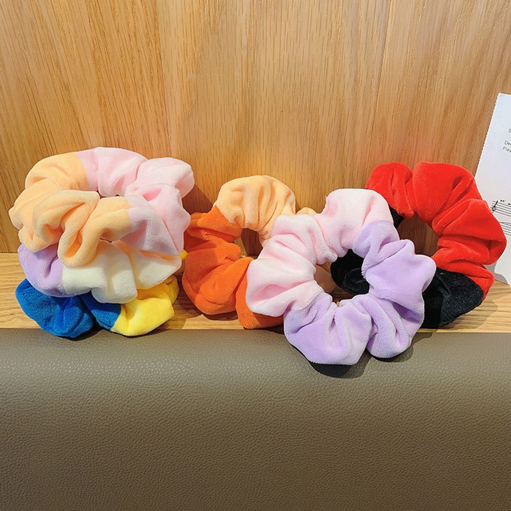 (Hàng Mới Về) Dây Buộc Tóc Đuôi Ngựa Vải Nhung Co Giãn Màu Kẹo Ngọt Thời Trang Cho Nữ