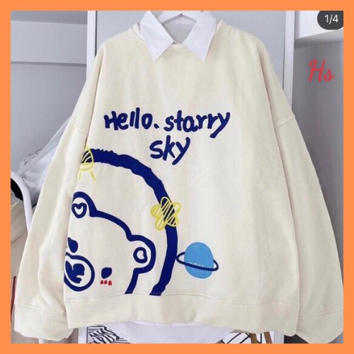 Áo sweater in gấu hello - HANHAN CLOTHINGS