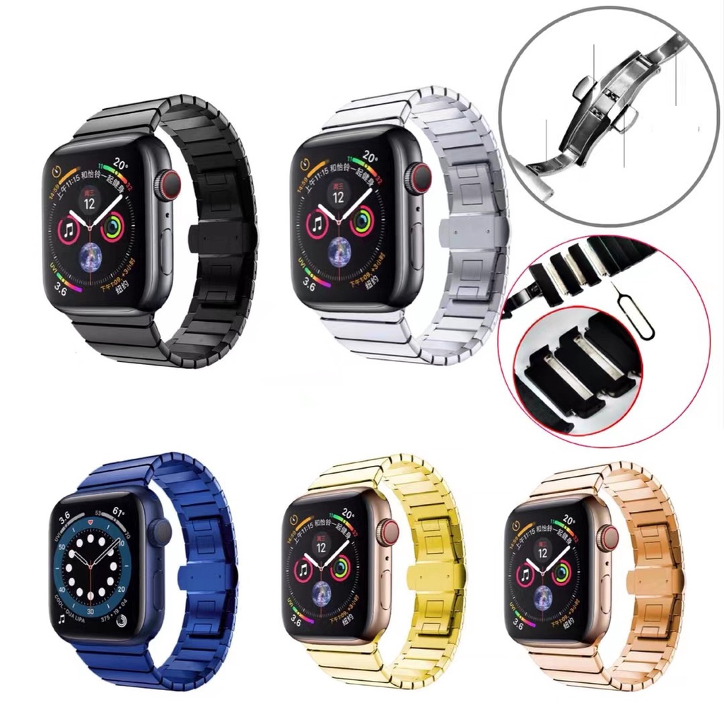 Phụ kiện dây đeo thay thế chất liệu thép không gỉ cho đồng hồ thông minh Apple Watch Series 7/6/se/5/4/3/2/1 (41mm 45mm 44mm 40mm 42mm 38mm)