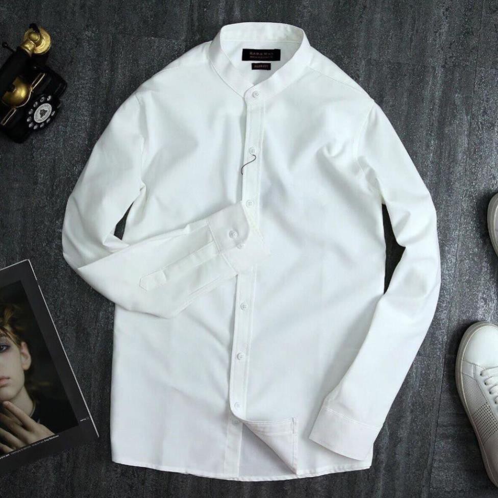 Áo sơ mi nam form rộng cổ tàu công sở cao cấp Hamino chất lụa đẹp dáng thời trang Hàn Quốc B | BigBuy360 - bigbuy360.vn