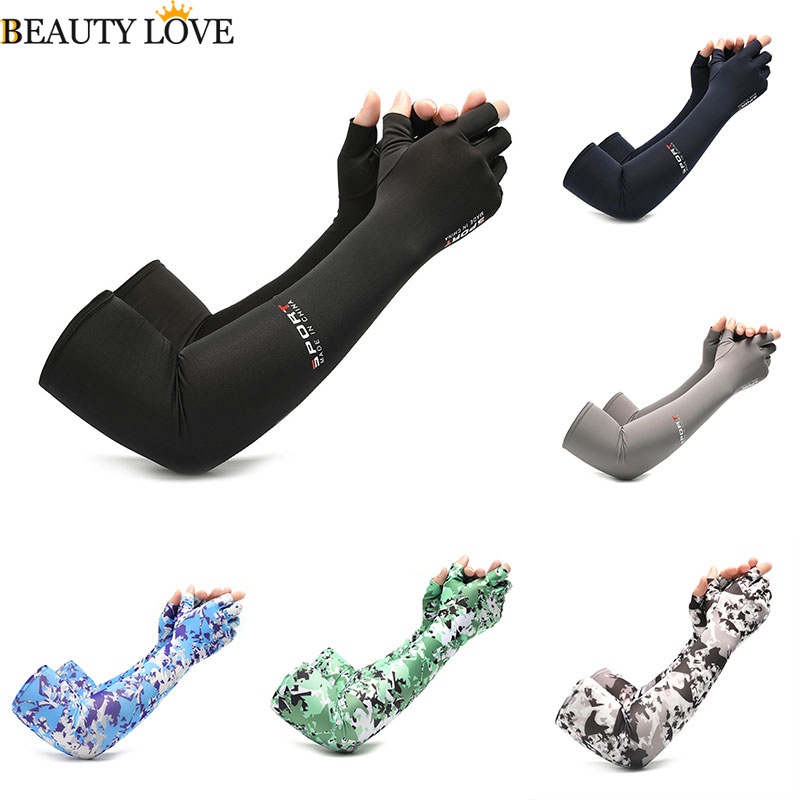 Găng Tay Chống Nắng / Tia UV Vải Lụa Lạnh Co Giãn Thoáng Khí Thoải Mái Thời Trang Cho Nam