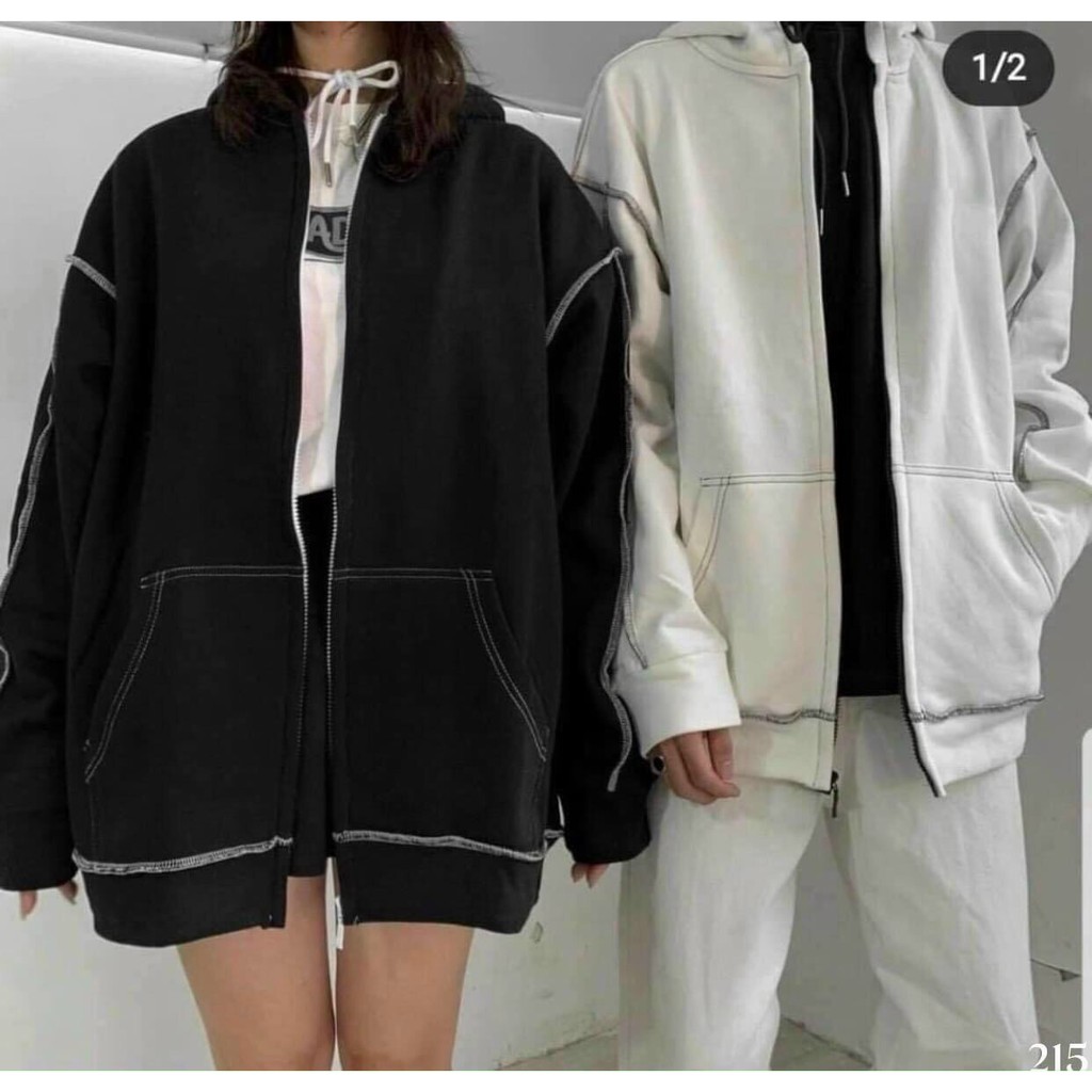 Áo khoác unisex thêu chữ khung tròn và chỉ nổi viền cực đẹp cho cô nàng và anh chàng năng động