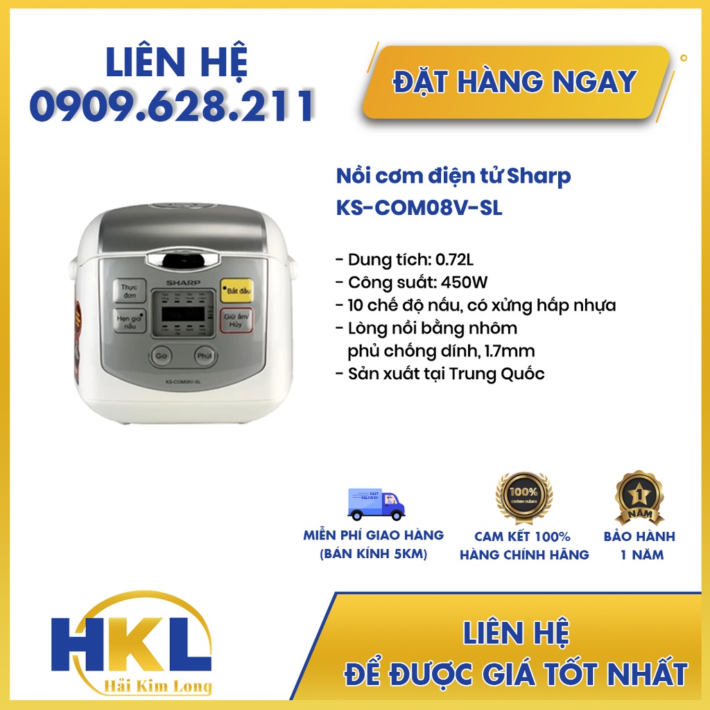 Nồi Cơm Điện Tử Sharp KS-COM08V-SL 0.72L – Hàng Chính Hãng