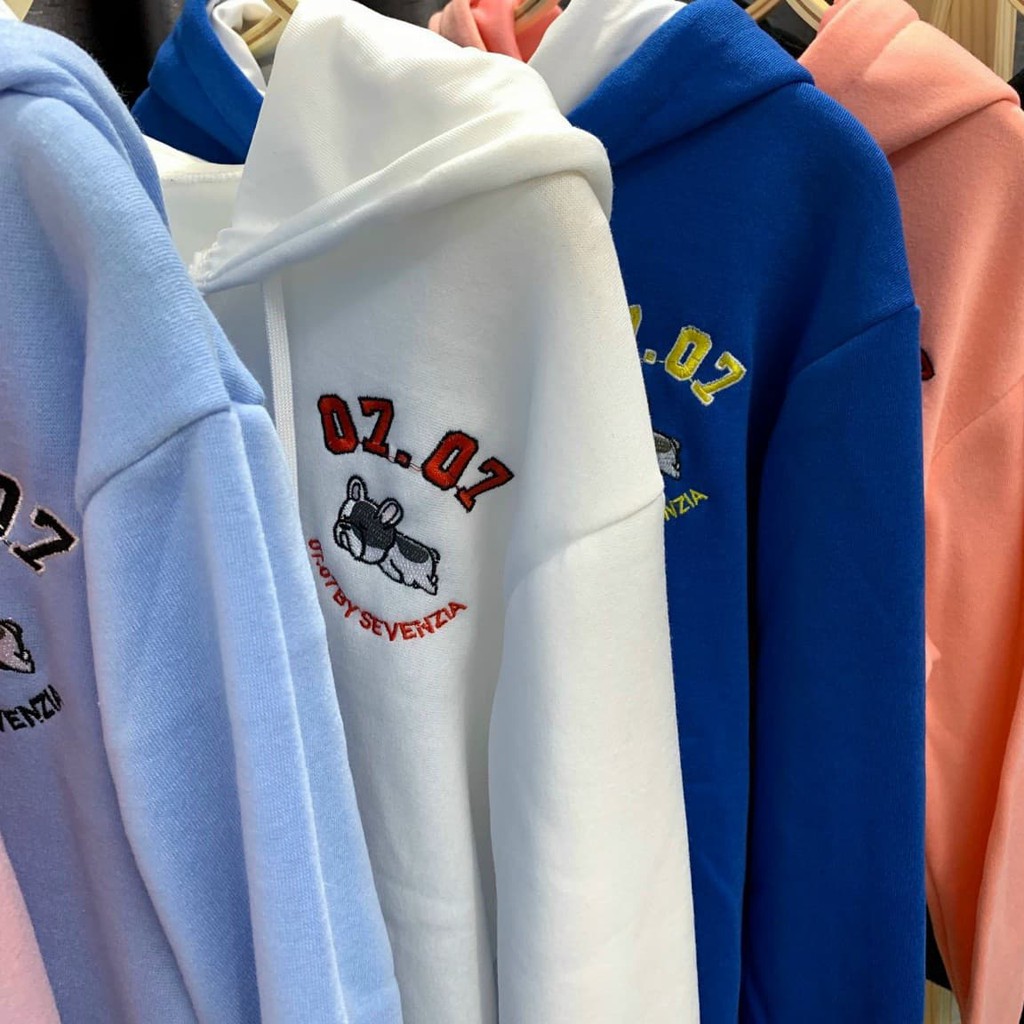 Áo Khoác Hoodie Nỉ Thun Dây Kéo Form Rộng Thêu Logo Cún Puppy Unisex