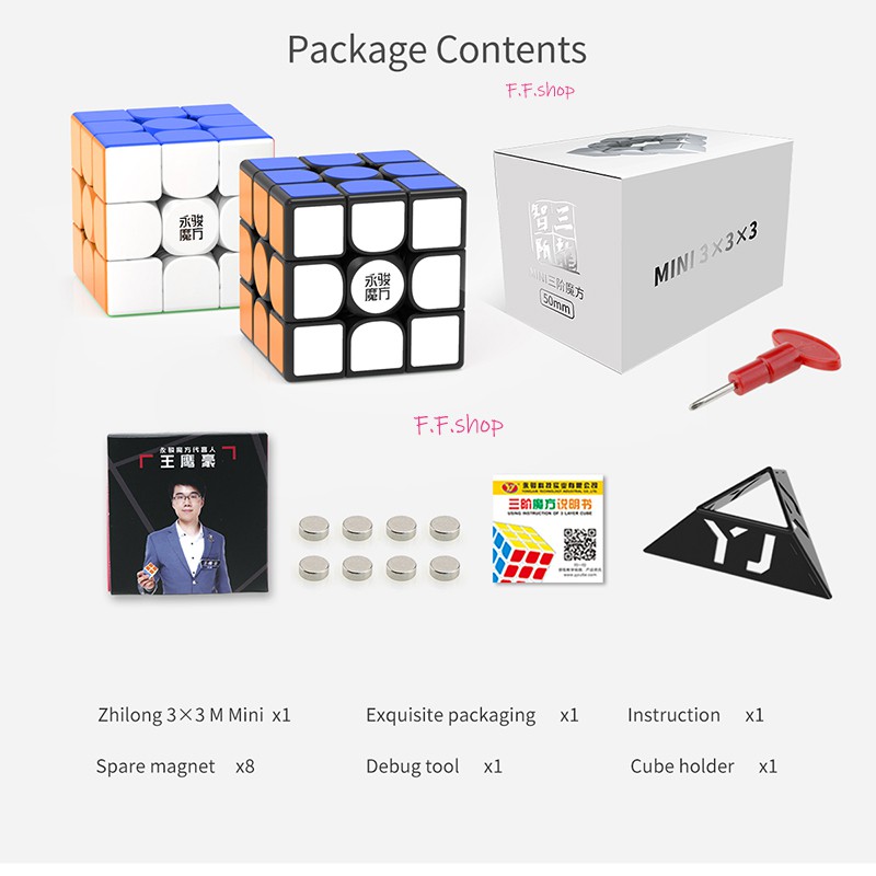 Yongjun Zhilong Mini 3x3 4x4 5x5 Khối lập phương tốc độ từ tính YJ 3x3x3 4x4x4 5x5x5 Cạnh tranh Đồ chơi Xếp hình Khối lập phương Thần kỳ