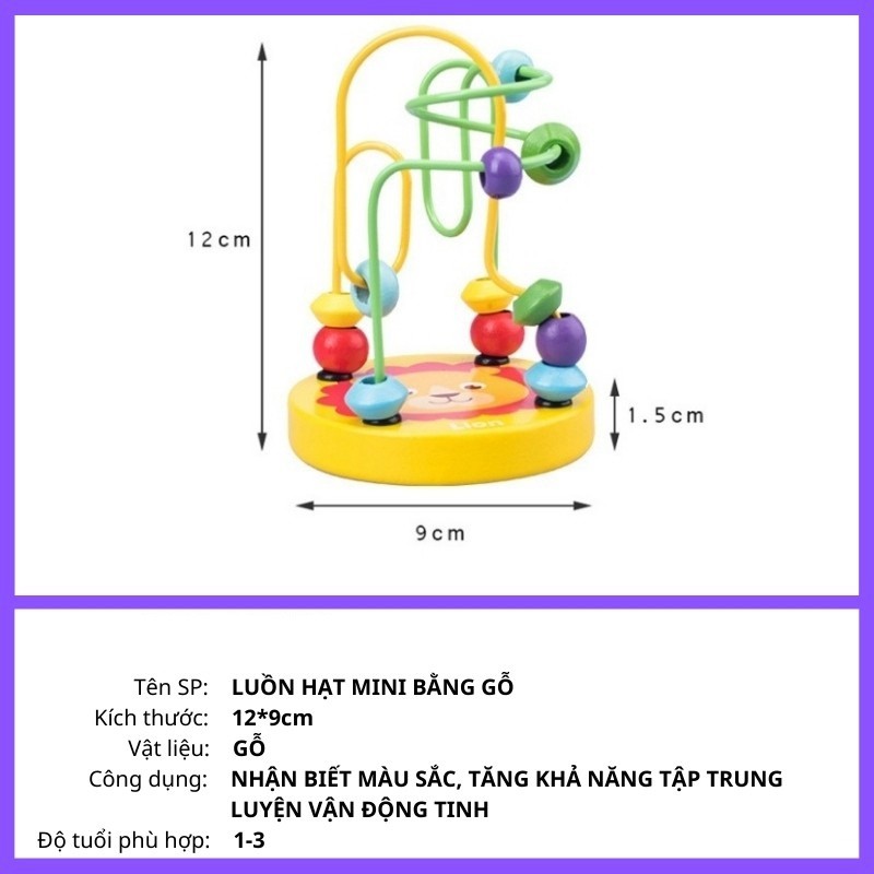 Đồ Chơi Luồn Hạt Bằng Gỗ Cho Bé Phát Triển TrÍ Tuệ (Giáo Dục Sơm - An Toàn - Thông Minh)