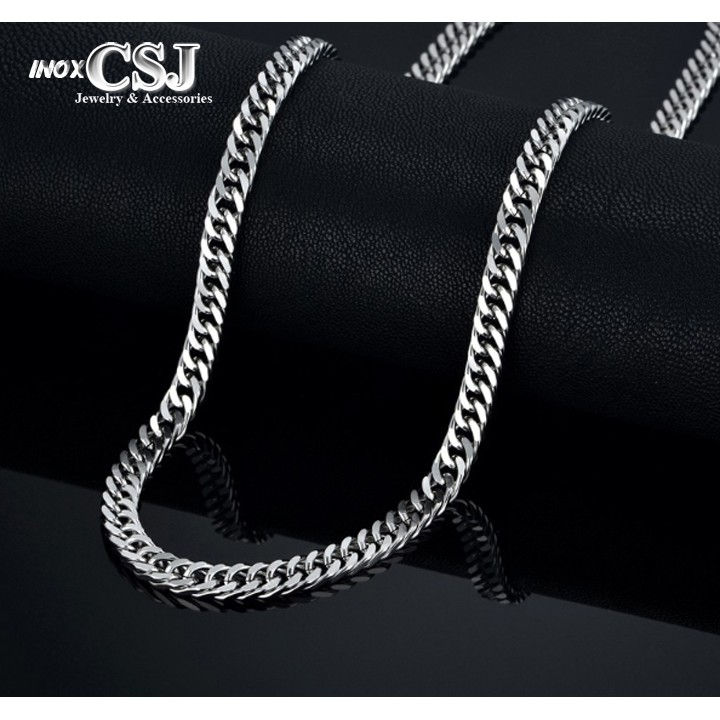 Combo dây chuyền và lắc tay inox kiểu lặc đôi 9mm đẹp, không đen, hợp thời trang thể hiện đẳng cấp phái mạnh