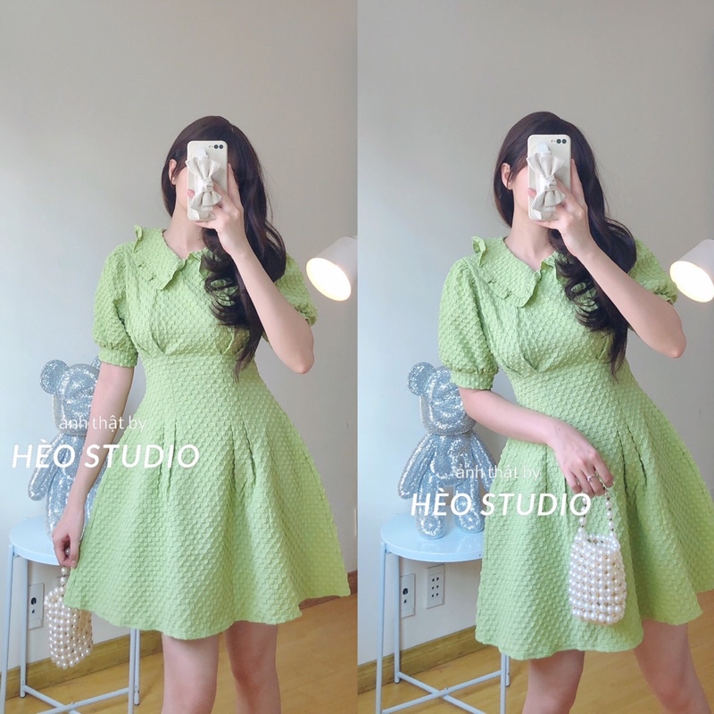 Đầm Xốp Cổ Sen Chiết Eo 3 Màu Hèo Studio (Ảnh Thật + Video)