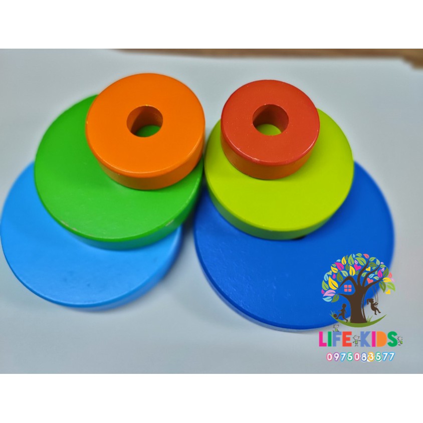 Đồ chơi gỗ - Bộ xếp hình tháp tròn bằng gỗ