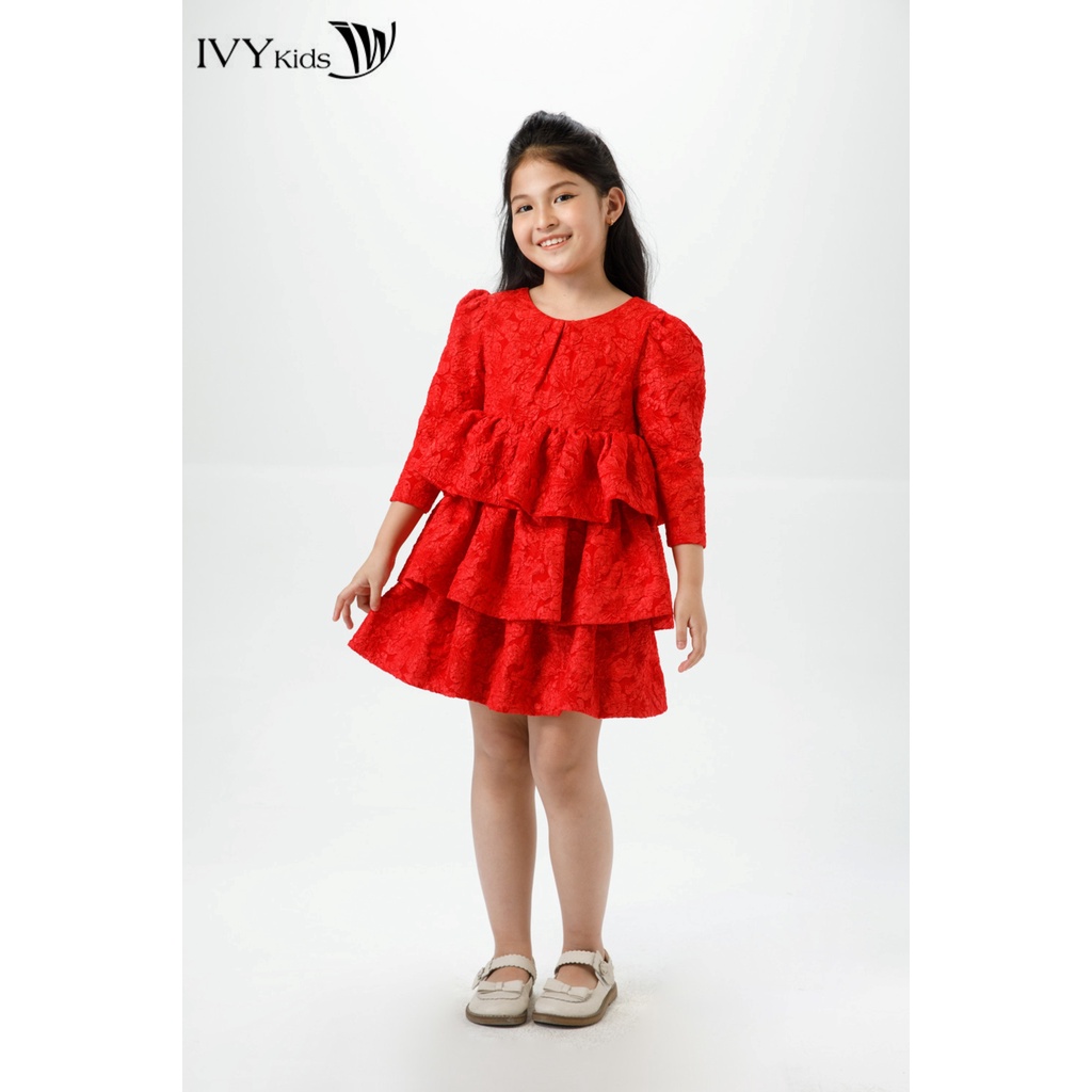 Đầm xòe gấm hoa nổi bé gái IVY moda MS 48G1479