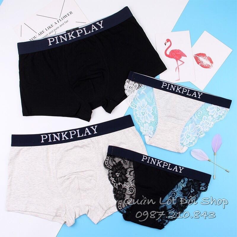 Quần lót đôi pink play ren