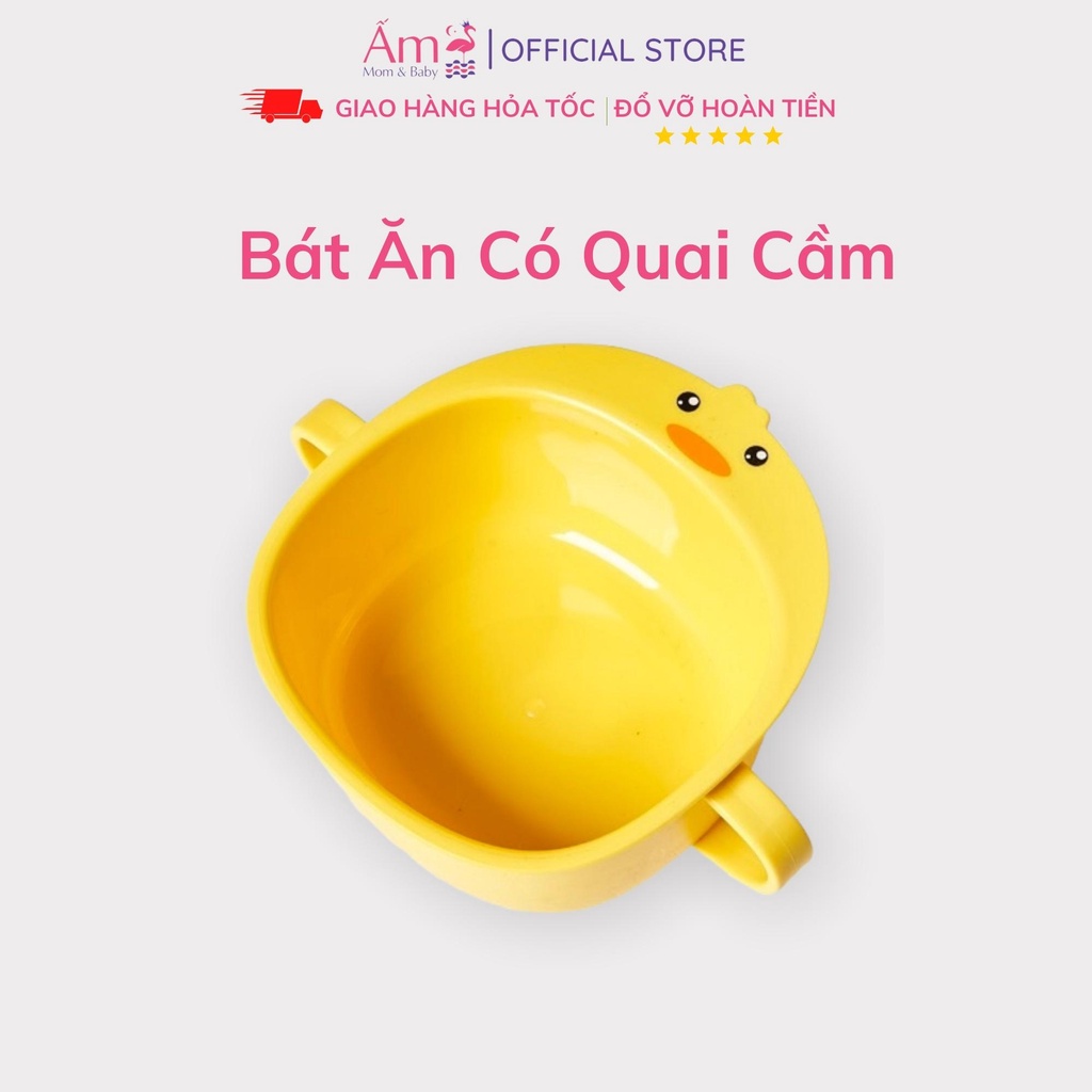Bộ Ăn Dặm Cho Bé Hình Vịt Vàng Dễ Thương Ấm Baby Gồm Khay, Bát Và Cốc Chất Liệu Nhựa PP An Toàn Ấm Gift Decor