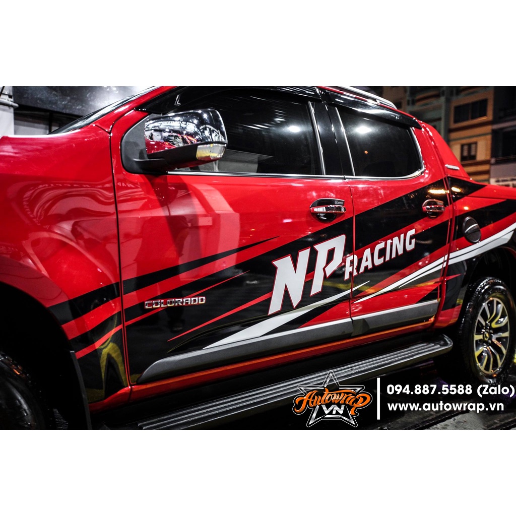 Tem họa tiết xe Colorado NP Racing - Tem họa tiết ô tô Chevrolet, tem dán sườn xe thể thao