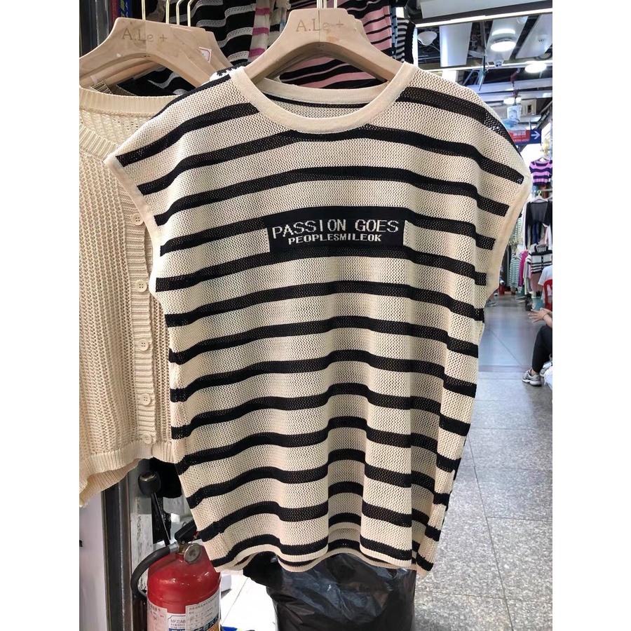 Áo Len Mongtoghi Nữ Siêu Hot A8397 Áo Tanktop Kẻ Sọc Ngang Dệt Kim Mỏng Dáng Rộng Style Hàn Quốc Cực Sang Chảnh Cá Tính