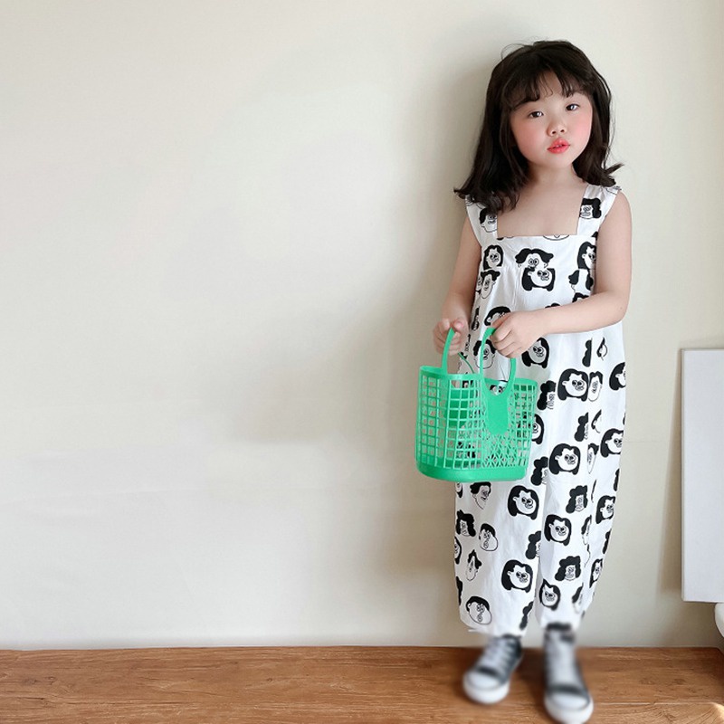 Bộ Áo Liền Quần Không Tay In Hoạt Hình Dành Cho Bé Gái
