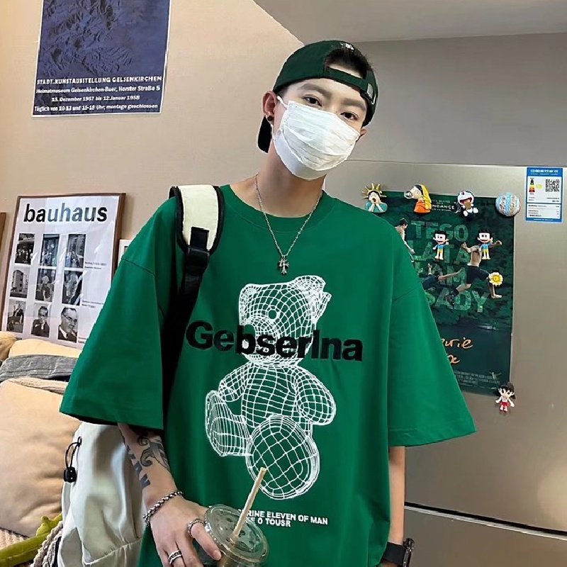 Áo Thun Nam Dáng Rộng In Họa Tiết Hoạt Hình Phong Cách Hip Hop Đường Phố Nhật Bản Cỡ M-5XL