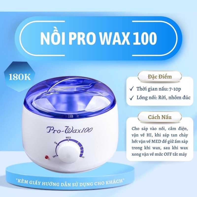 Combo triệt lông vĩnh viễn 3 sp nồi pro 100 sáp wax nóng, hard wax beans wax lông và mỡ trăn nguyên chất triệt lông