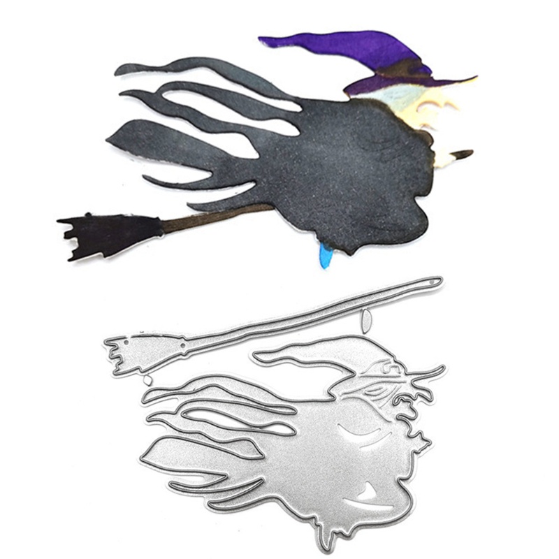 Khuôn Cắt Hình Kim Loại Hình Chổi Phù Thủy Halloween Dùng Trang Trí Thẻ Sổ Tay DIY