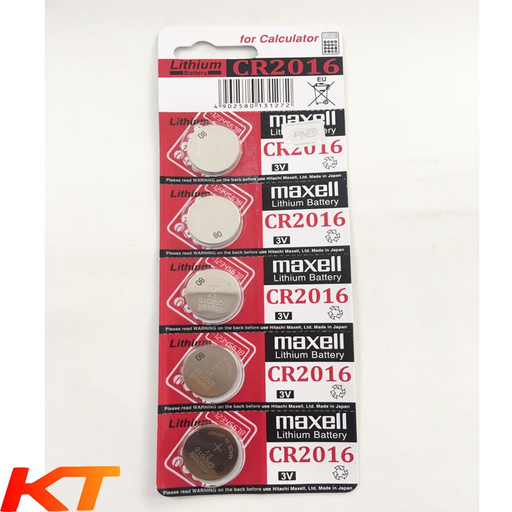 5 Pin CR2016 3V MAXELL Made in japan .