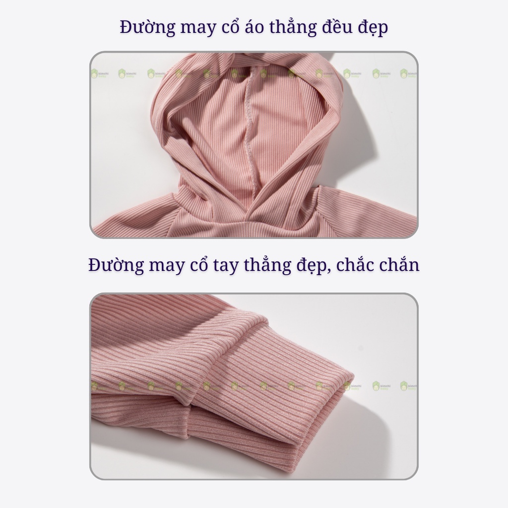 Bộ Dài Tay Len Gân Bé Gái, Bé Trai KIMCHIBABY Hoạ Tiết Tai Thú 3D Dễ Thương, Bộ Quần Áo Trẻ Em Thu Đông CKTD05