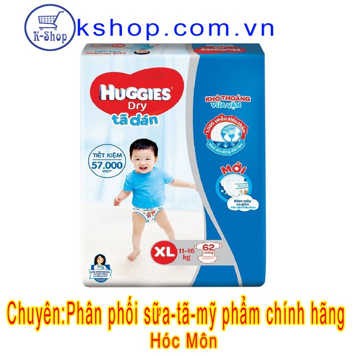 Tã dán Huggies Dry XL ( 11-16kg,62 miếng) - MẪU MỚI