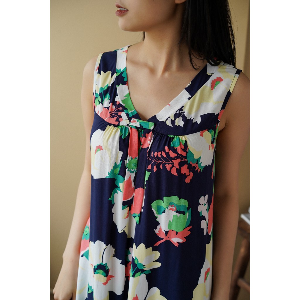 Váy lanh họa tiết hoa sát nách V02.2208 - Thời Trang Gia Đình VT | BigBuy360 - bigbuy360.vn