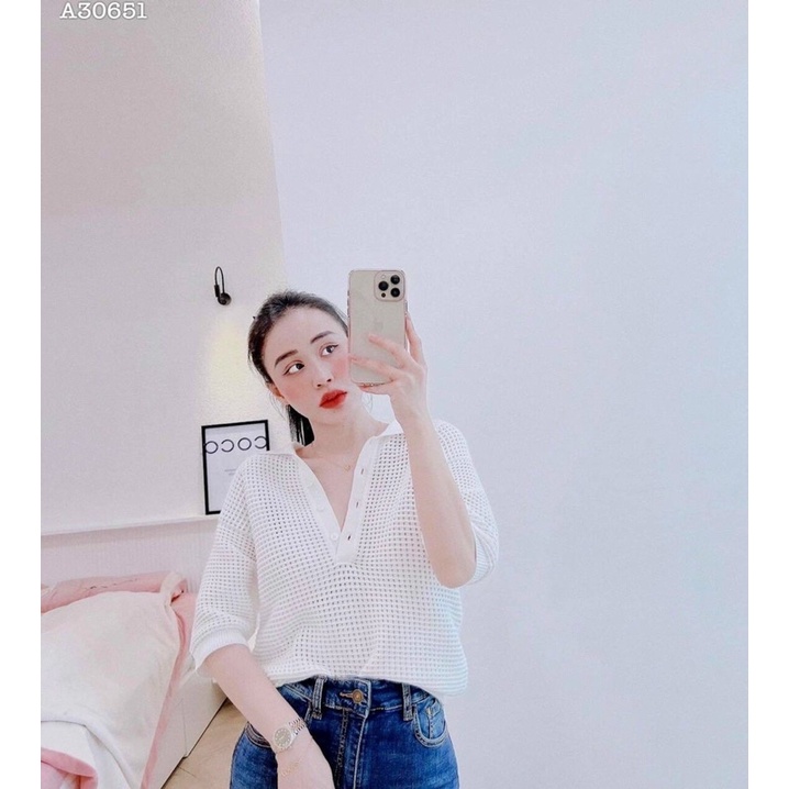ÁO LEN CỔ BẺ