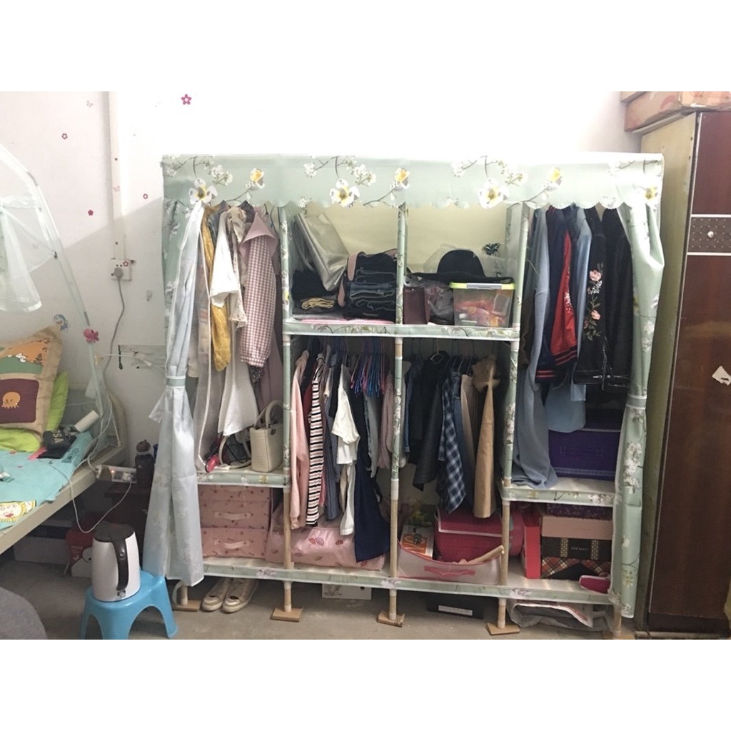 Tủ vải khung gỗ loại tốt có lót 3 buồng chắc chắn, bền, đẹp bảo hành 12 tháng