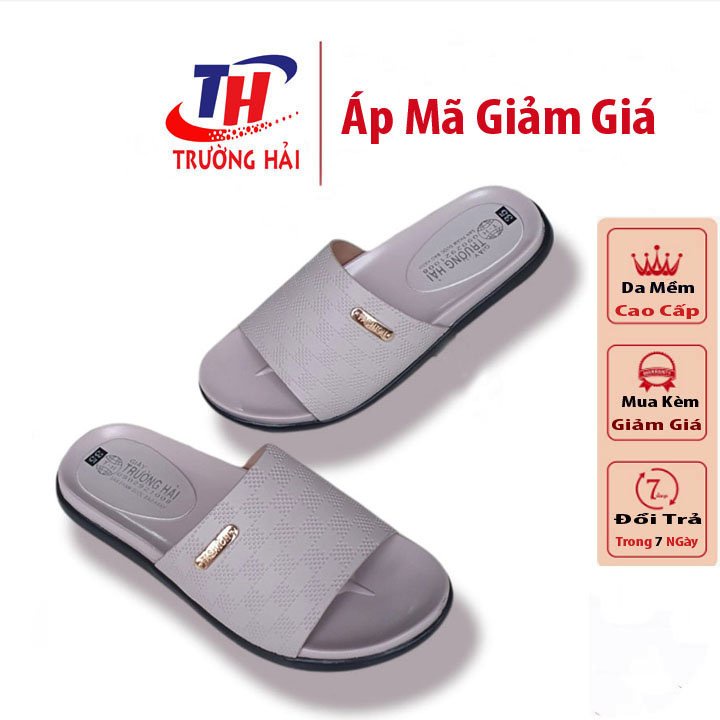 Dép quai ngang nữ thời trang Trường Hải màu Kem đế Pu nhẹ cao 2,5cm N146