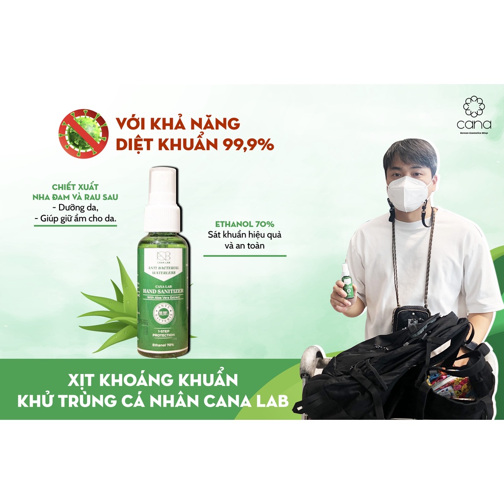 Nước Rửa Tay Nha Đam Sạch Khuẩn Vượt Trội, Dưỡng Ẩm Không Gây Khô Da Cana Lab Hand Sanitizer 50ml | BigBuy360 - bigbuy360.vn