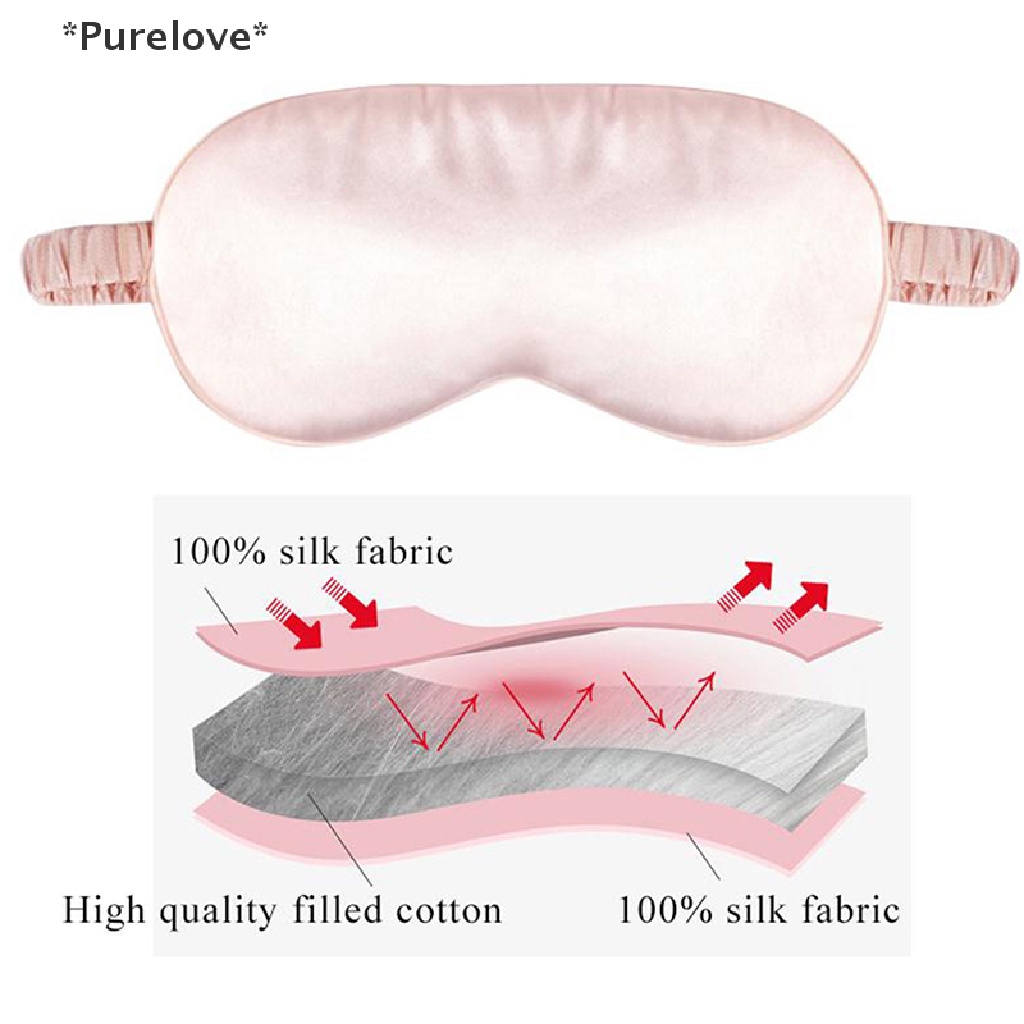 Purelove Miếng Che Mắt Ngủ Lụa Hai Mặt Màu Trơn Chống Bọng Mắt
