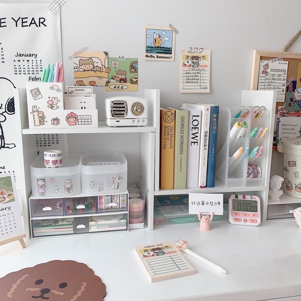 Kệ đựng sách vở cho bé, để trên bàn học hoặc bàn làm việc. Loại mini nhỏ, bằng Gỗ, tự lắp ráp thông 