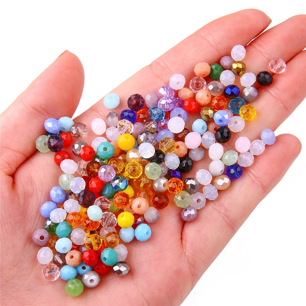 Set 100 Hạt Thủy Tinh Bốn Màu Kích Thước 6X4mm Dùng Làm Đồ Trang Sức DIY