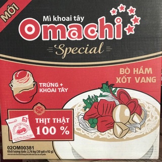 Mì Omachi SPECIAL bò hầm xốt vang (có thịt thật) gói 92gam(1 thùng 30 gói)