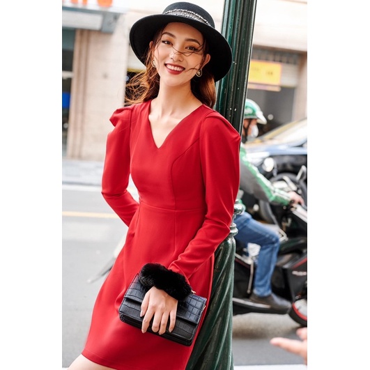 Đầm basic dáng A tay bồng Aholic V2301