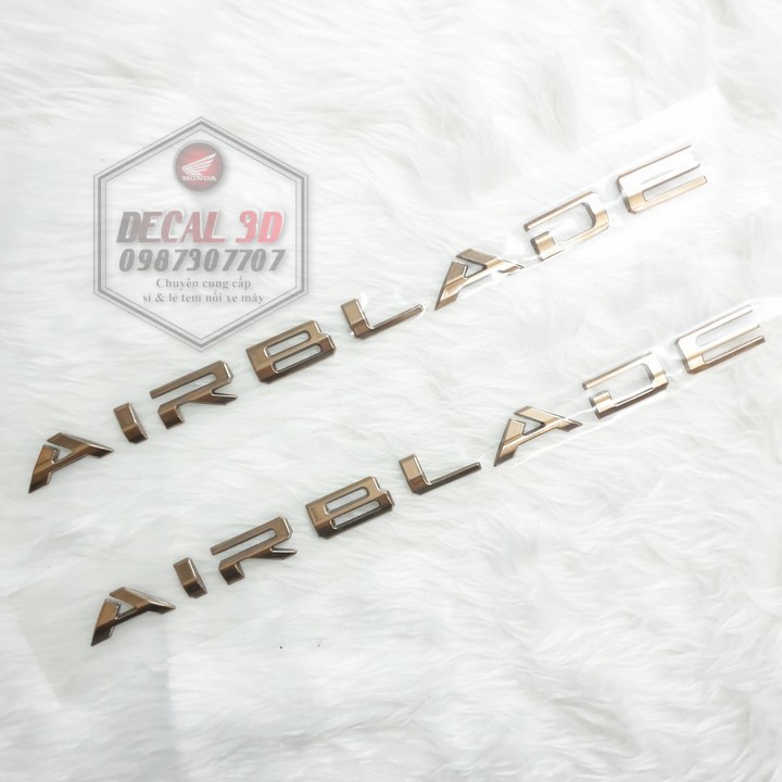 decal 3d chữ nổi honda air blade 2020 125 màu vàng hàng zin cực đẹp - 1 cặp