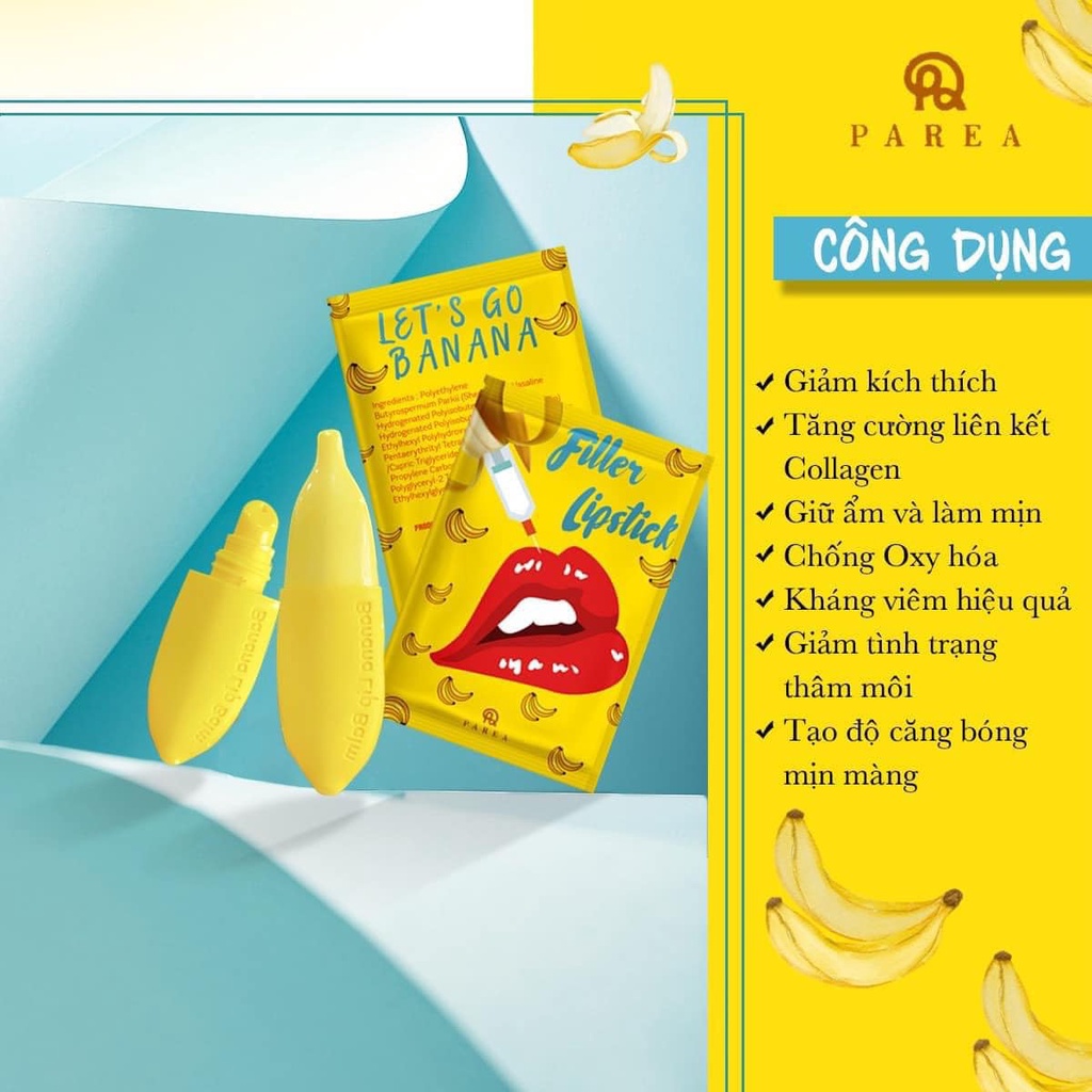 Son Chuối Dưỡng Khử Thâm Môi Collagen, Ủ Môi Filler Lipstick Banana Khử Thâm Môi Tại Nhà. Môi Căng Bóng Sáng Hồng