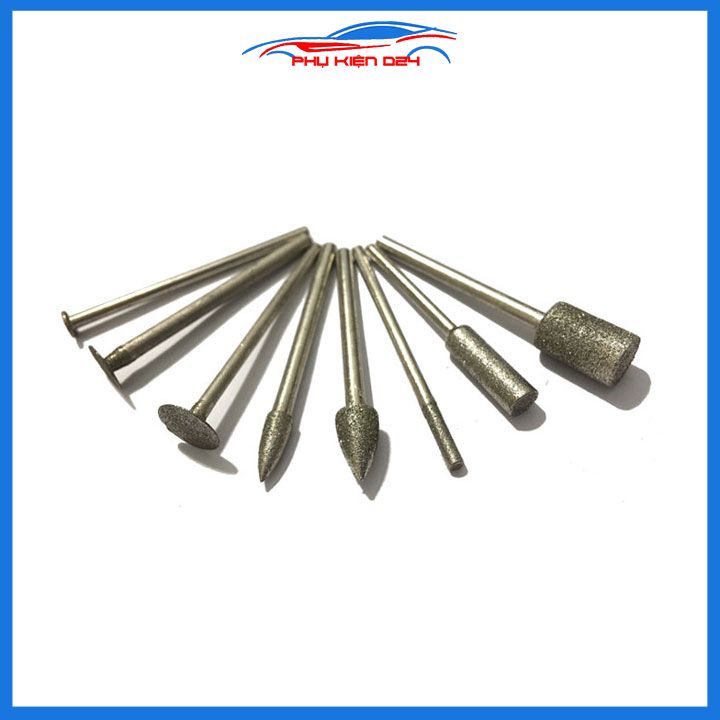 Mũi cắt, mũi mài trục đầu nhọn trụ đĩa kim cương trục lắp 3mm