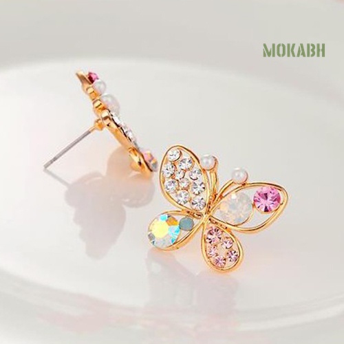 Bông Tai Hình Bướm Rỗng Đính Đá Dễ Thương Thời Trang Cho Nữ