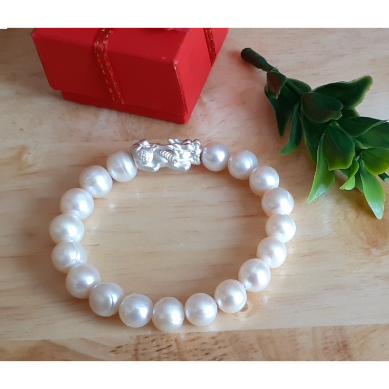 Vòng Tay Ngọc Tròn 8li và Tỳ Hưu Bạc