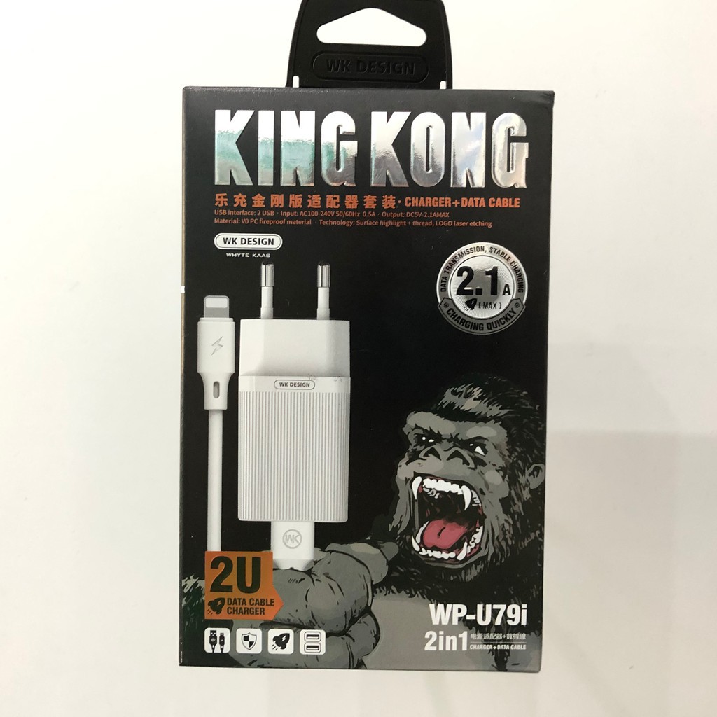 Bộ sạc điện thoại WK -U79 King Kong - Hàng Chính Hãng- micro- lightning