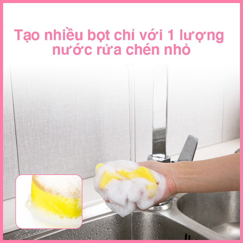 [Combo 2 cái] Miếng bọt biển MyJae Đài Loan rửa bát rửa chén đa năng chống trầy xước kèm miếng nhựa hít kê