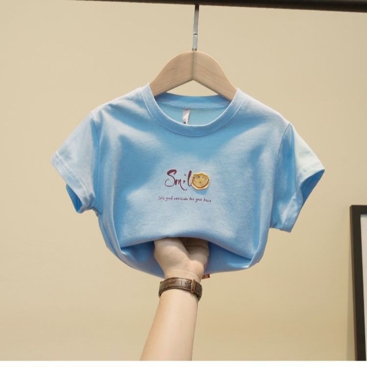 Áo thun tay ngắn vải cotton phong cách Hàn Quốc thời trang cho bé trai