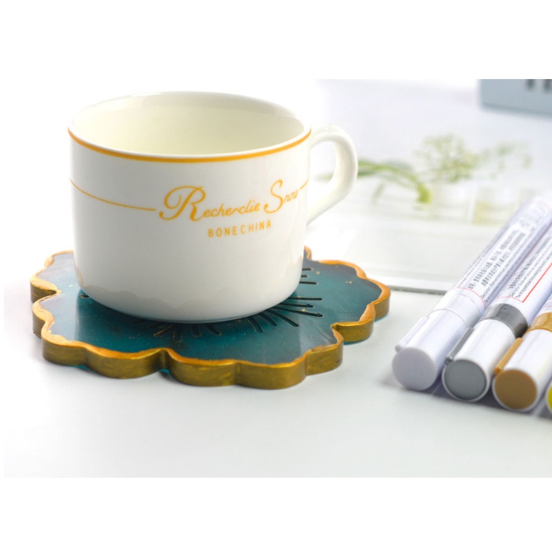 Set 6 cây bút sơn acrylic kim loại vẽ đánh dấu vĩnh viễn màu vàng/bạc trang trí đồ nhựa epoxy resin tiện dụng